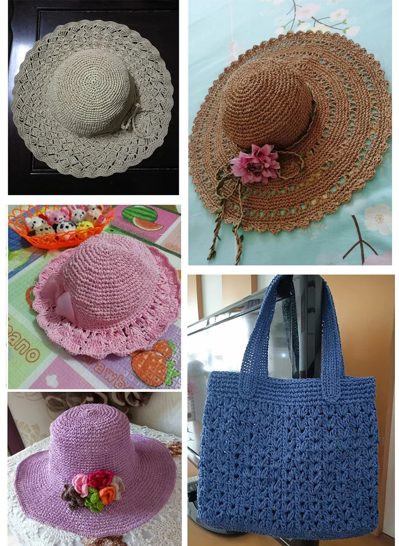 180 M/Roll Raffia Rope Yarn Organic Straw Yarn For Knitting Summer Hats Bags Gift Box Packing Wrapping Paper Twine Rope