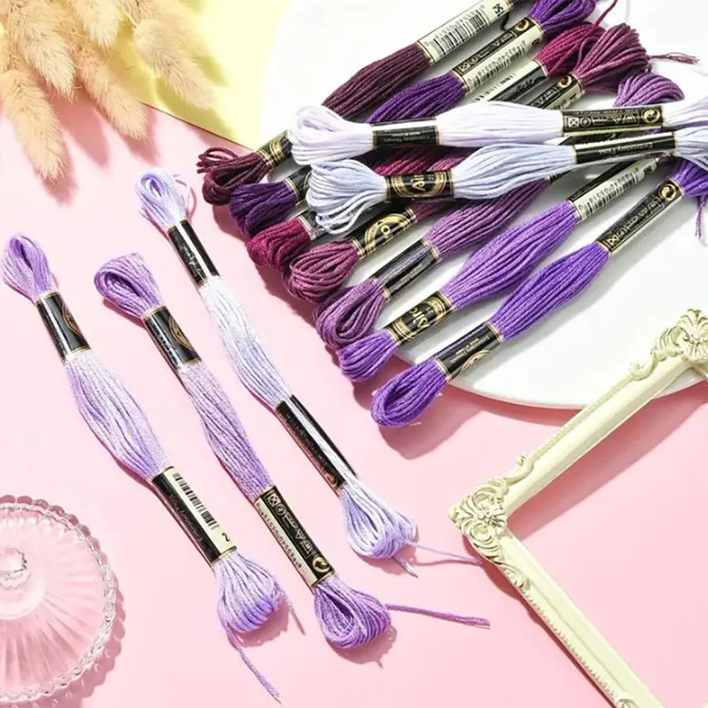 12PCS Cross Stitch Thread 8 Meters Embroidery Threads Floss Home Sewing Craft Thread DMC Rainbow Gradient Color