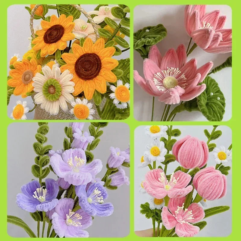 100pcs DIY Chenille Stems Toys Strips Twist Bar anvil Wire craft Pipe Creative hobby Children Plush Stick Chenille Stick