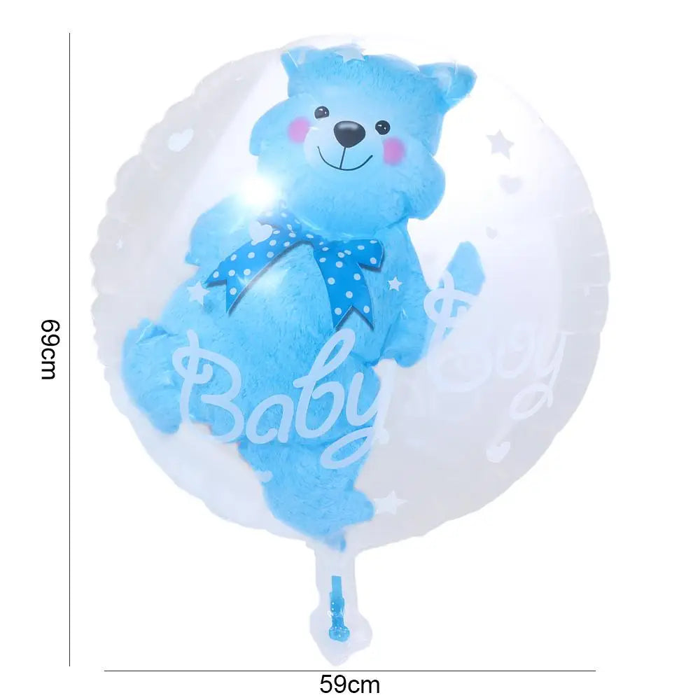 Decoration Baby Shower Transparent Baby Boy Girl Double Bubble 4D Bear Globos Balloons Party Supplies
