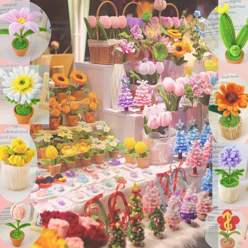 100pcs Chenille Stems Toys DIY Strips Twist Bar Anvil Wire Craft Pipe Creative Hobby Children Plush Stick Chenille Sticks