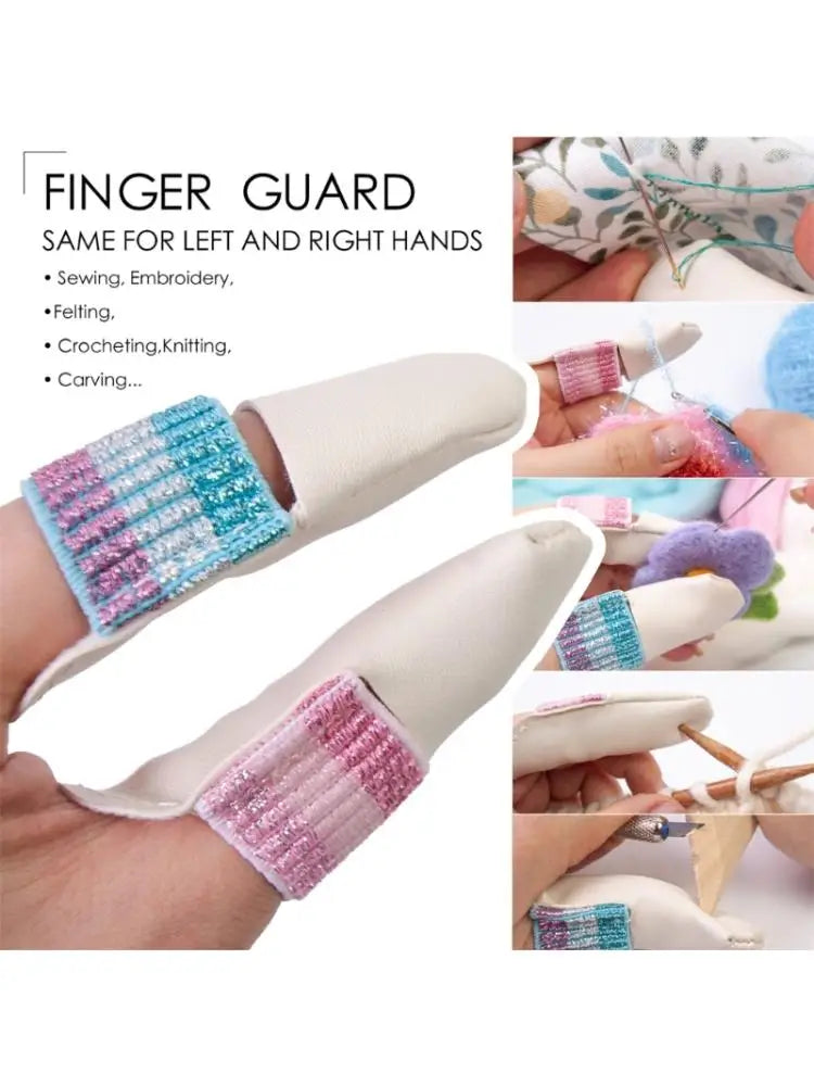2pcs/Pair Knitting Finger Protector Leather Thimbles Embroidery Crochet Finger Guard Thimble Protector for Craft Needlework