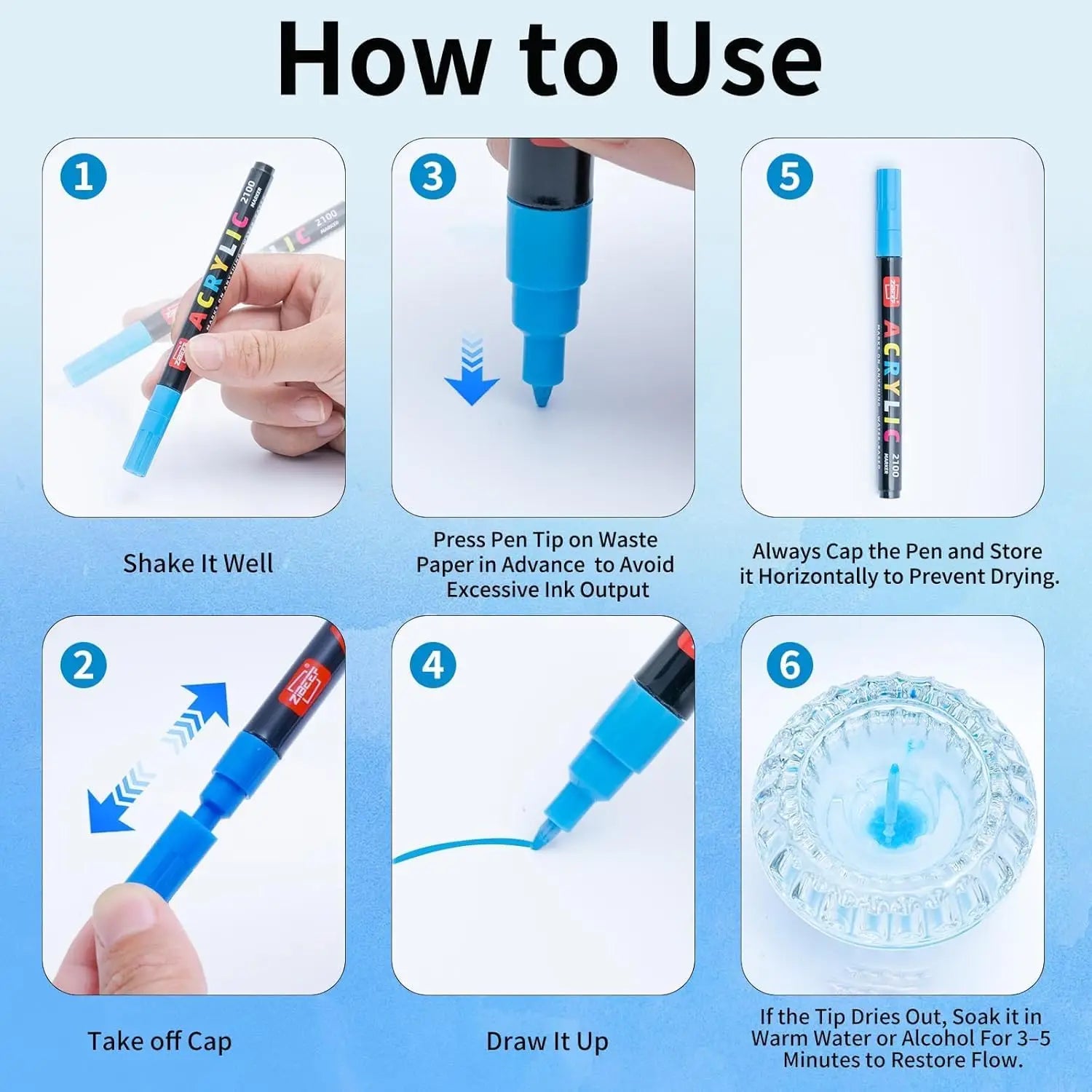 36-240 Acrylic Paint Markers, Waterproof & High Saturation for Wood,Metal,Plastic,Fabric,Glass,Ceramic Painting DIY Art Supplies