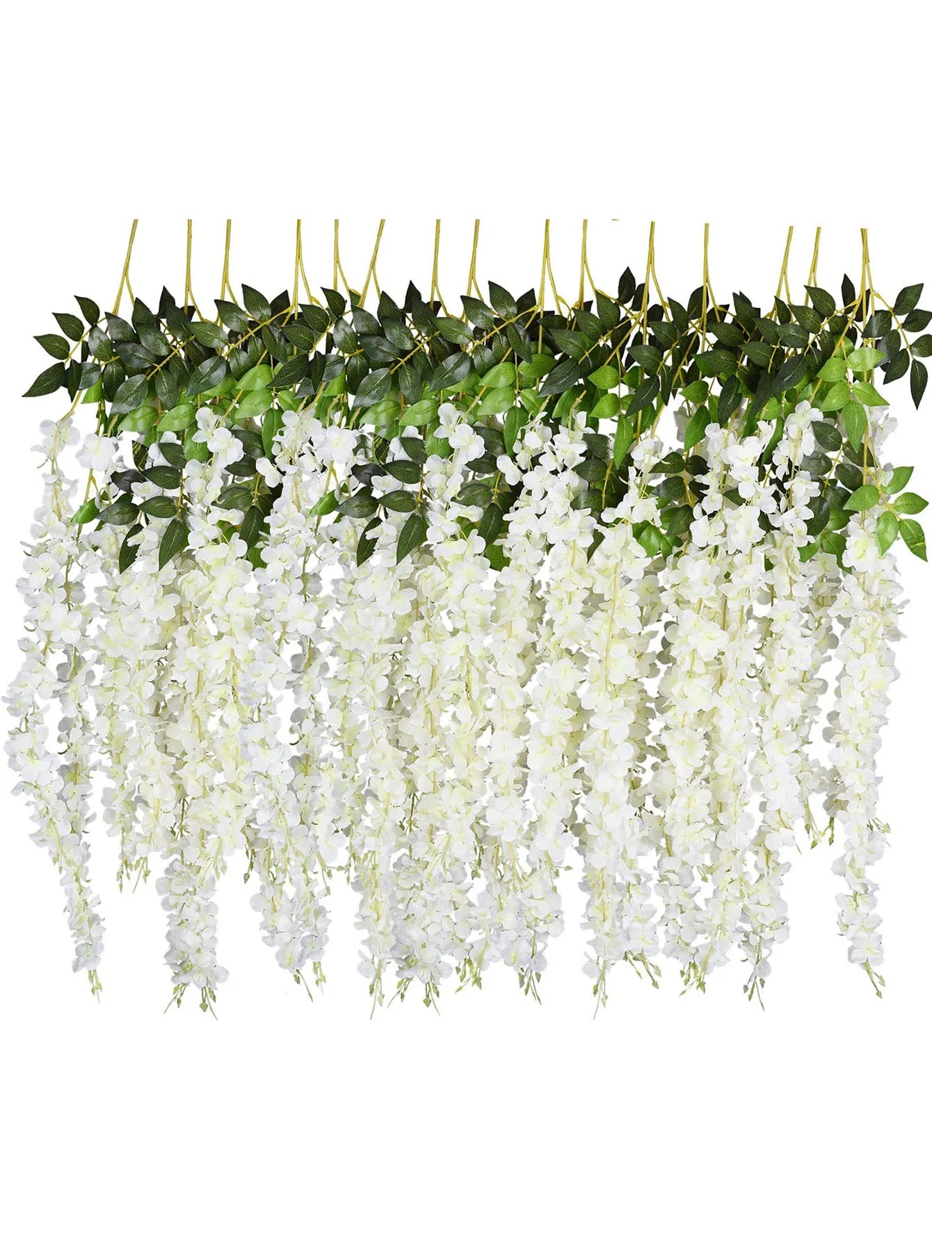 12pcs Artificial Flowers Hanging Wisteria Faux Flowers Garland Silk Vine Rattan Long String Home Outdoor Wedding Party Decor