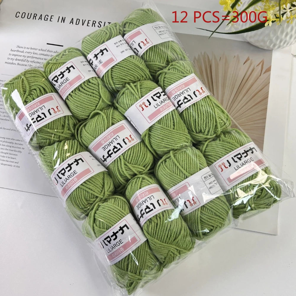 12PCS 300g Milk Yarn Handmade Coarse DIY Weaving Yarn Ball For Sweater Hat Scarve And Other Clothing Soft Crochet Knitting Yarn