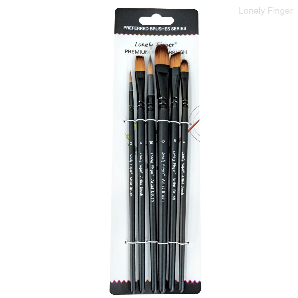 6/24 Paint Brushes for Acrylic Painting, Premium Nylon Bristles with Round, Filbert, Flat, Angle, Fine Detail Brush, Paint Brush