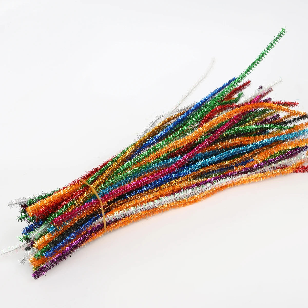 100Pcs Glitter Chenille Stem Pipe Cleaner Plush Stems Wired Sticks Kids Educational DIY Supplies Toys Making Decoration Material