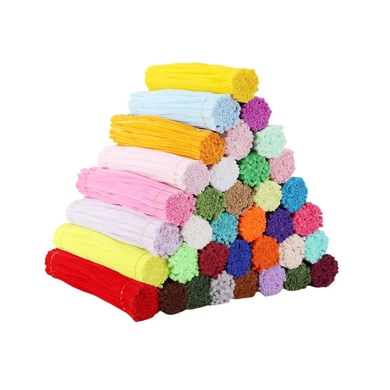 100/200/300PCS Colorful Chenille Stems DIY Wired Twist Stick Hair Strip Kids Handmade Educational Toys
