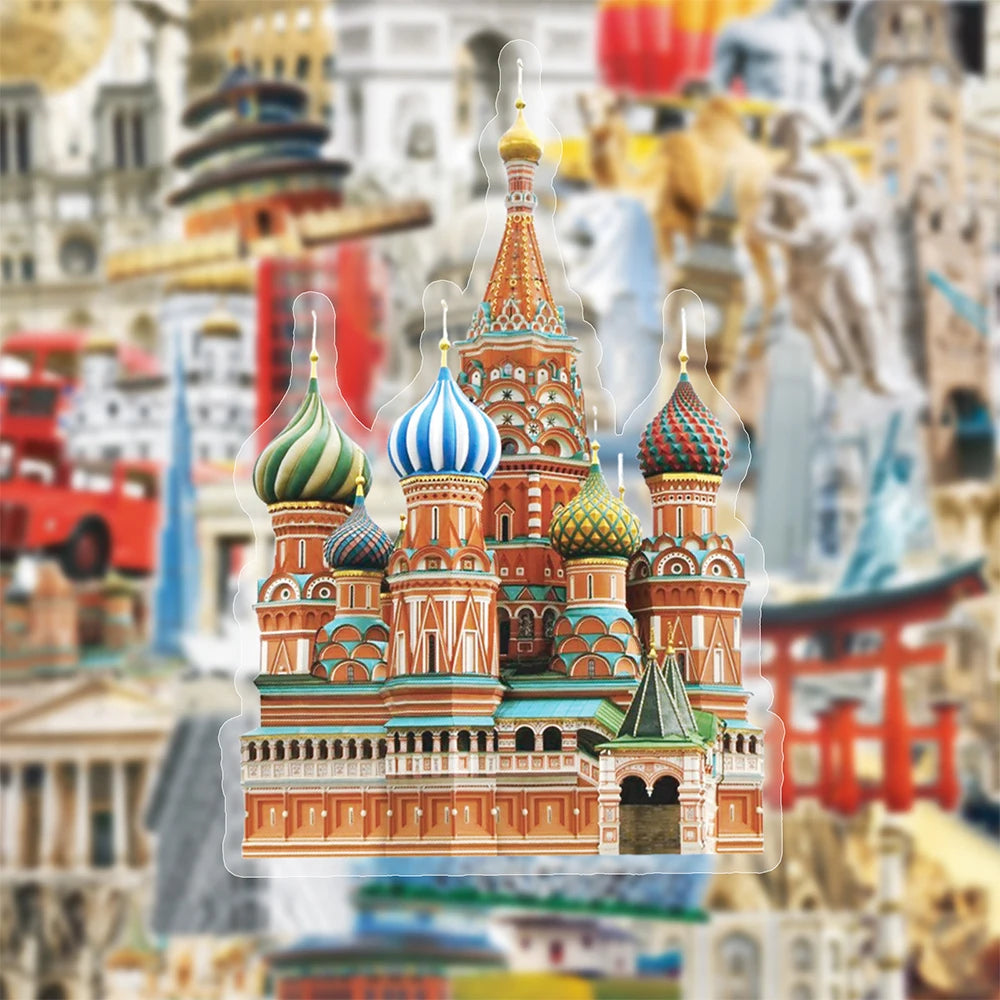 10/30/50pcs Transparent Mix World Famous Building Stickers Aesthetic Travel Landmark Decal Waterproof Graffiti Phone Suitcase
