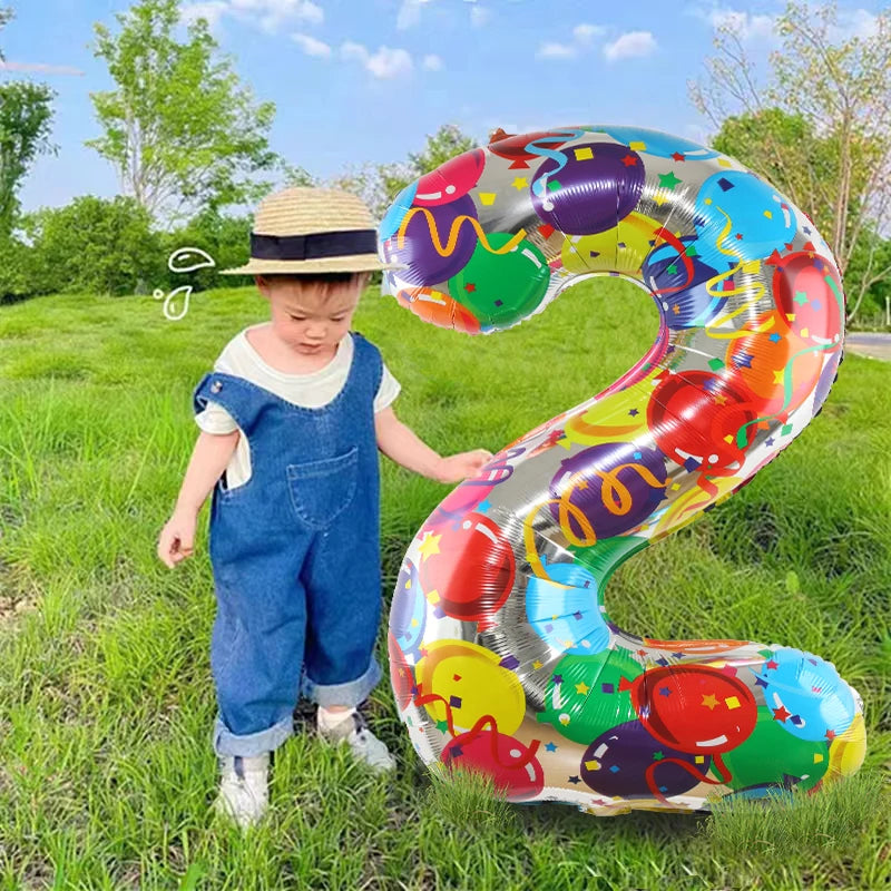 Large Colored Digital Aluminum Balloons for Children and Adults Birthday Party Decoration Baby Girl and Boy Photography Tool 40”
