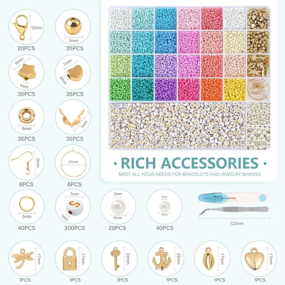 28+2Grid Jewelry Making DIY Bracelet Phone Strap Kit Necklaces Ornament Kids Jewellery Set with Letter Bead Handmade