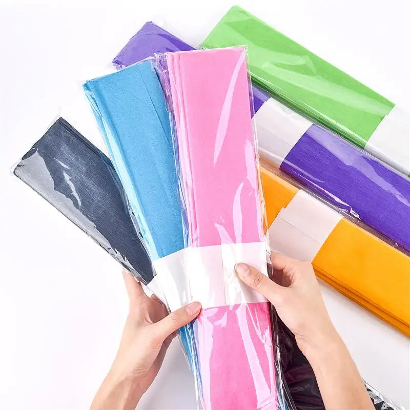 10pcs 50x70cm Colored Crepe Paper Origami Crinkled Crepe Paper Craft DIY crafts Flowers Decoration Gift Wrapping Paper Craft