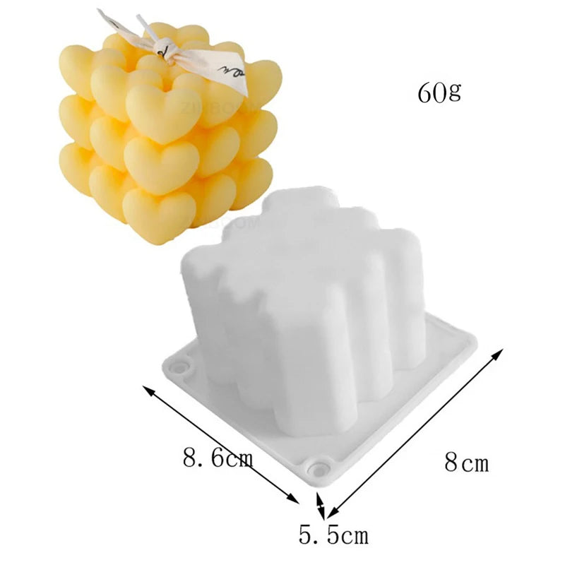 Love Magic Ball Silicone Candle Mold DIY Heart Pyramid Honeycomb Candle Making Chocolate Soap Resin Mold Gifts Craft Home Decor