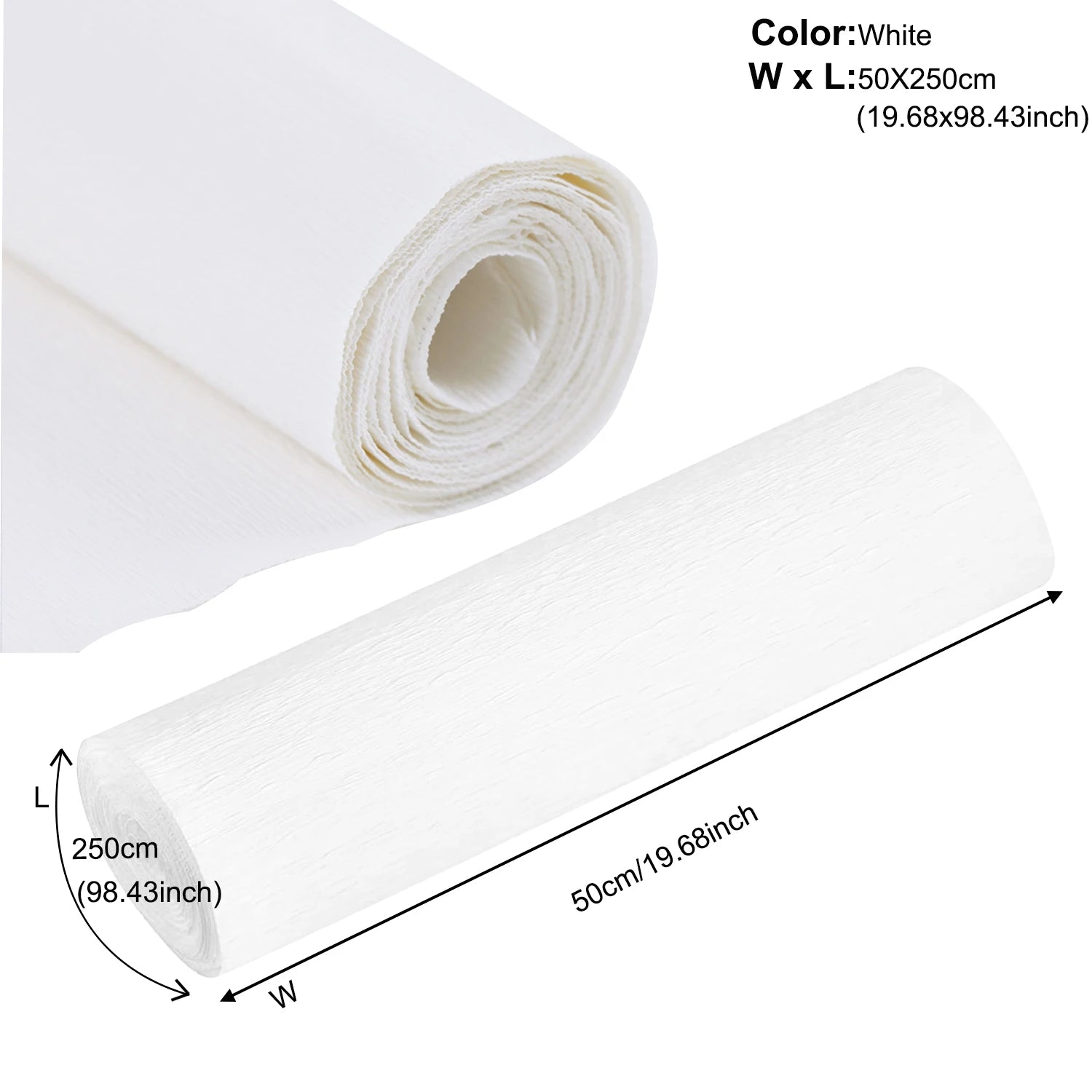 50x250cm 12 Colors Colored Crepe Paper Roll Origami Crinkled Crepe Paper Craft DIY Flowers Decoration Gift Wrapping Paper Craft