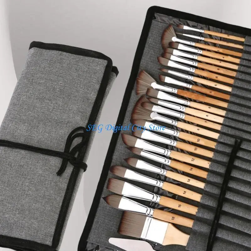 U75B 24 Pcs Acrylic Paint Brush Watercolor Painting Brushes Artist Paint Brushes