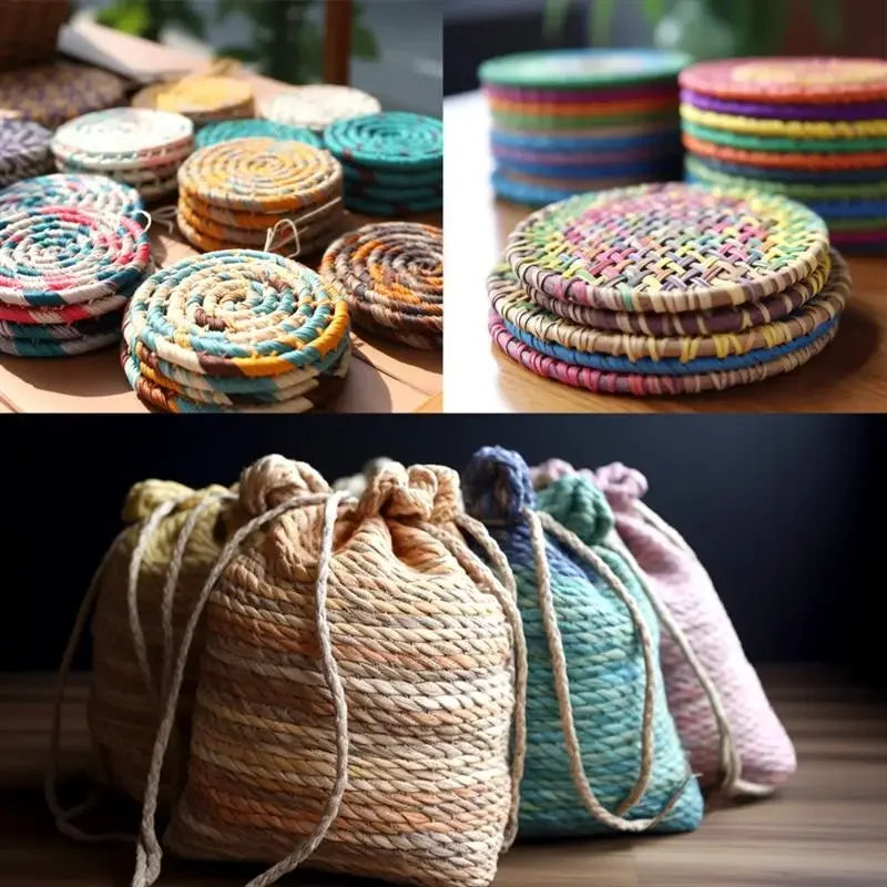 100M Natural Raffia Straw Yarn for Knitting Crocheting Paper Threads Friendly Paper Yarn DIY Handmade Summer Sunhat Beach Bag