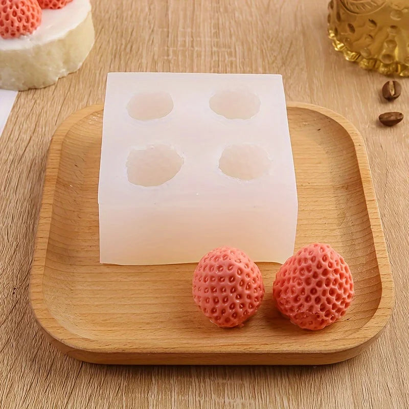 1One Strawberry-Shaped Silicone Mold-3DAromatherapy Candle Wax Mold，DIYBerry Shaped Candle and Soap，Durable、Flexible、Materials T