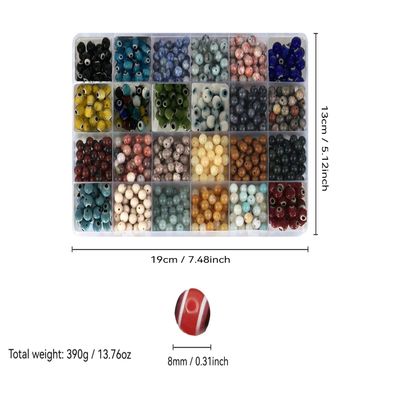 1200 Pieces 6mm Natural Stone Beaded Handmade DIY Jewelry Making Kit - Women's Family Jewelry Production Accessories for Necklac