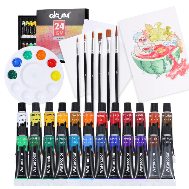 Acrylic Paint,Set of 24 Colors, 12ml/22ml/Tube, Acrylic Paint Set, Paint for Fabric, Rich Pigments for Artists Kids