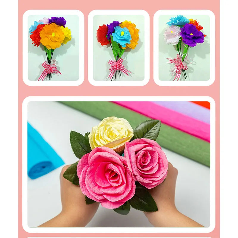 50x250cm Colored Crepe Paper Roll Origami Crinkled Crepe Paper Craft DIY Flowers Decoration Gift Wrapping Thickened Paper Craft