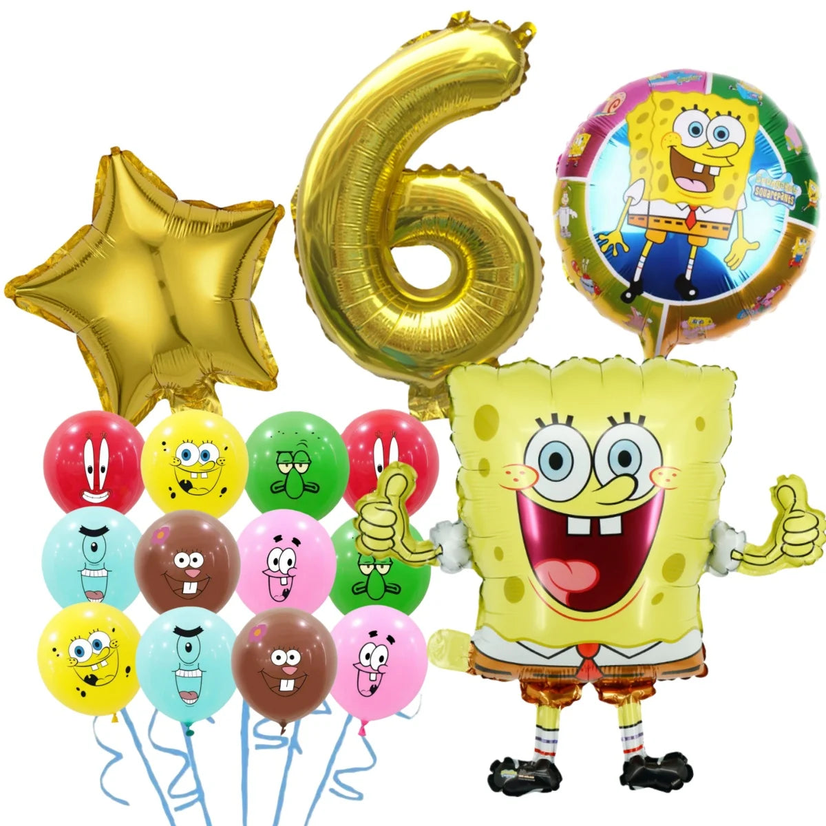 Cartoon SpongeBob Theme Birthday Party Decoration Balloons Digital Balloons Baby Shower Birthday Gifts Party latex Party Balloon
