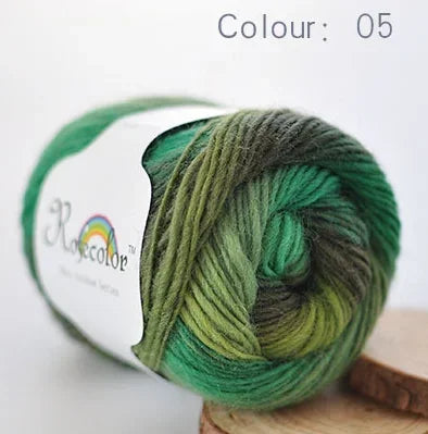 50g Rainbow 100% Pure Wool Yarn,Long Dyed Gradient Knitting Yarn,DIY Shawl Sweater Scarf Clothing Crochet Thread Hand Woven Gift