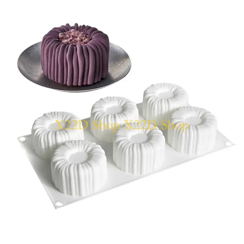 X22D 6 Cavity Stable Silicone Mousse Cake Molds For Making Puddings And Mousse Cakes