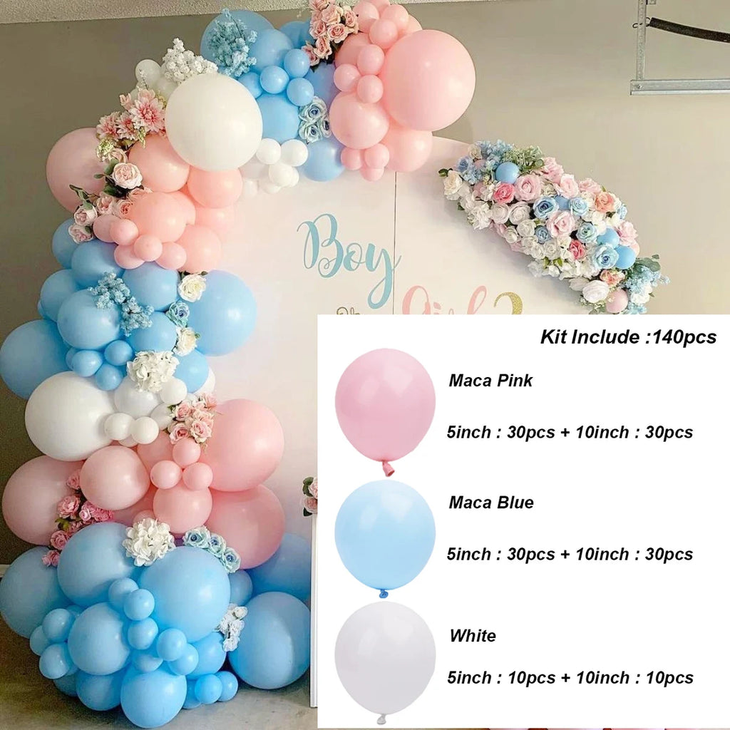 140pcs Pastel Pink Blue Balloons Garland Arch Kit Gender Reveal Party Decor Balloon 1st Birthday Decoration Baby Shower Wedding