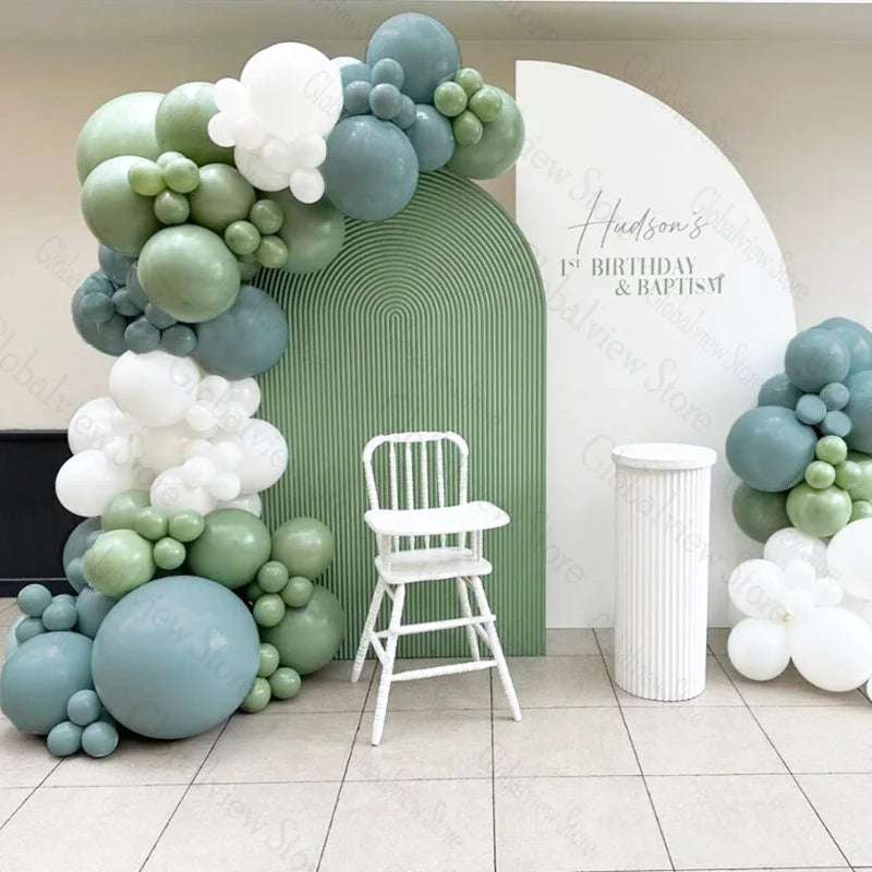 Dusty Blue Green Balloons Baptism Decorations Baby Boy Blue Balloon Garland Baby Shower Ballons Christening Day Decor
