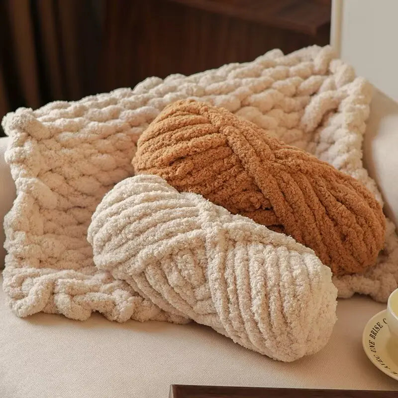 Premium Gradient Cat Tail Yarn 2-Pack - Extra Thick Chenille Plush Yarn 500g