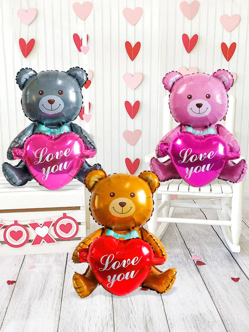 1/3 pcs teddy bear holding a heart-shaped balloon,suitable for Valentine's Day,birthdays, proposals,weddings,and anniversaries.
