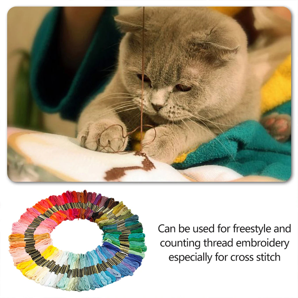 100/200Pcs Cross Stitch Cotton Embroidery Thread Floss Sewing Skeins Craft DIY Tool Multicolor Embroidery Thread Cross Stitch