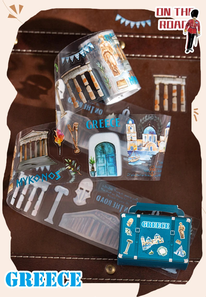 60mm*2m PET Tapes World Travel DIY Scrapbooking Decor Photo Album Collage Junk Journal Materials Aesthetics Stickers