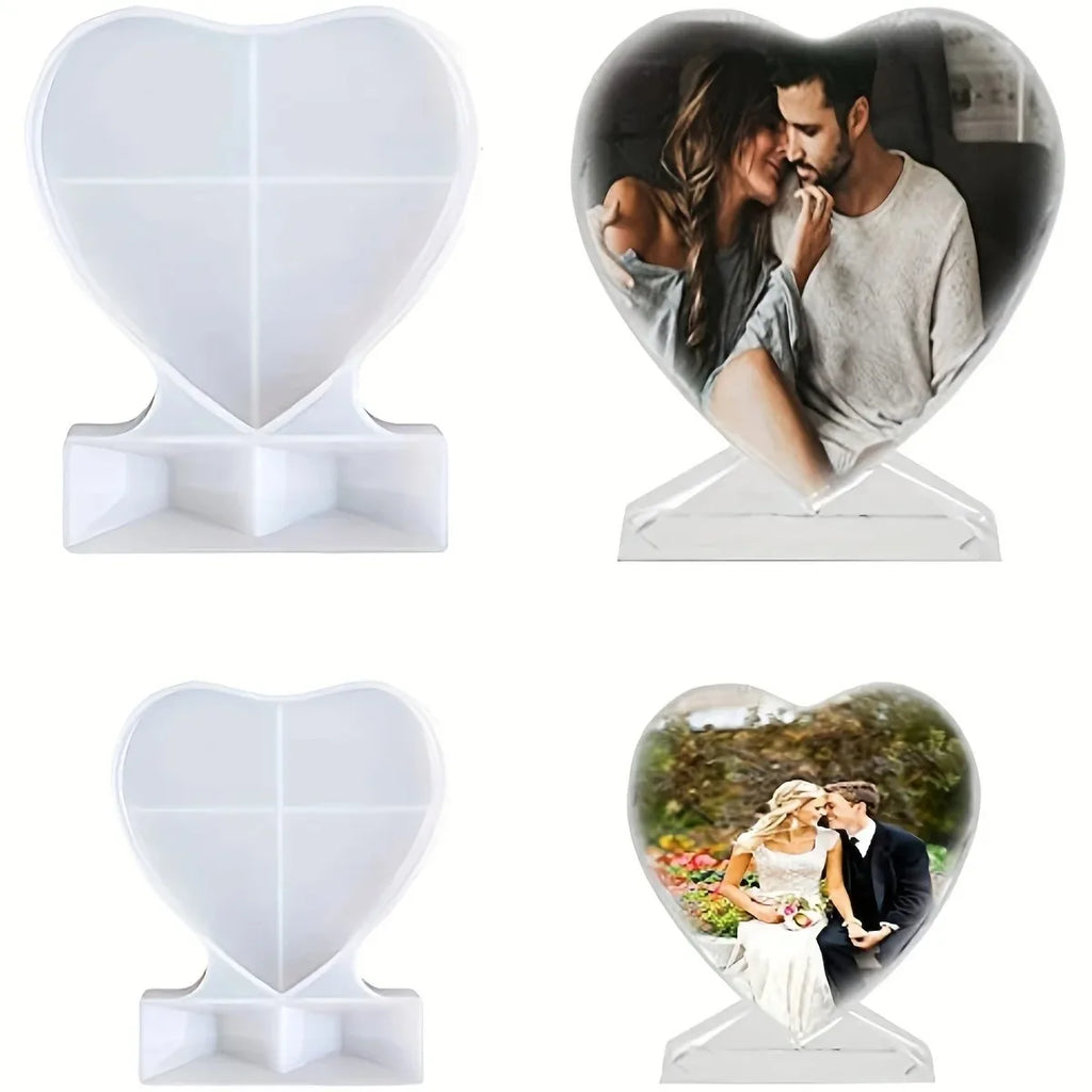 Resin Molds Heart-Shaped Photo Frame Mold, DIY Personalized Photo Silicone Tool, for Making Souvenir Handmade Crafts Home Decora