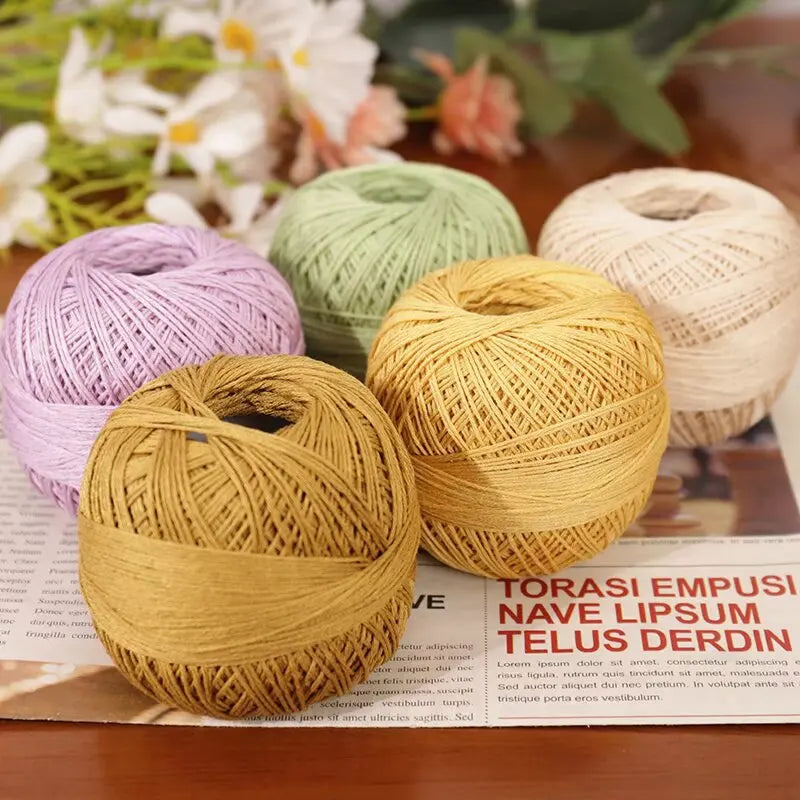 6-Strand Cotton Linen Lace Yarn Handmade Crochet Thread Medium Fine Hooking DIY Material Kit Children's Sweater Crochet Needl...