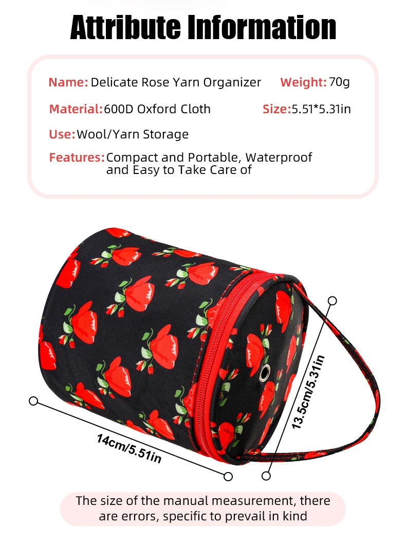 Round Yarn Handheld Storage Bag Portable Knitting Bag with Thread Hole DIY Yarn Sewing Tools Organize Crochet Hook Storage Bag