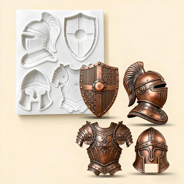 Knight Soldier Silicone Molds Diy Helmet, Armor, Horse, Sword Molds Silicone Fondant Candy Chocolate Mould Cake Decoration