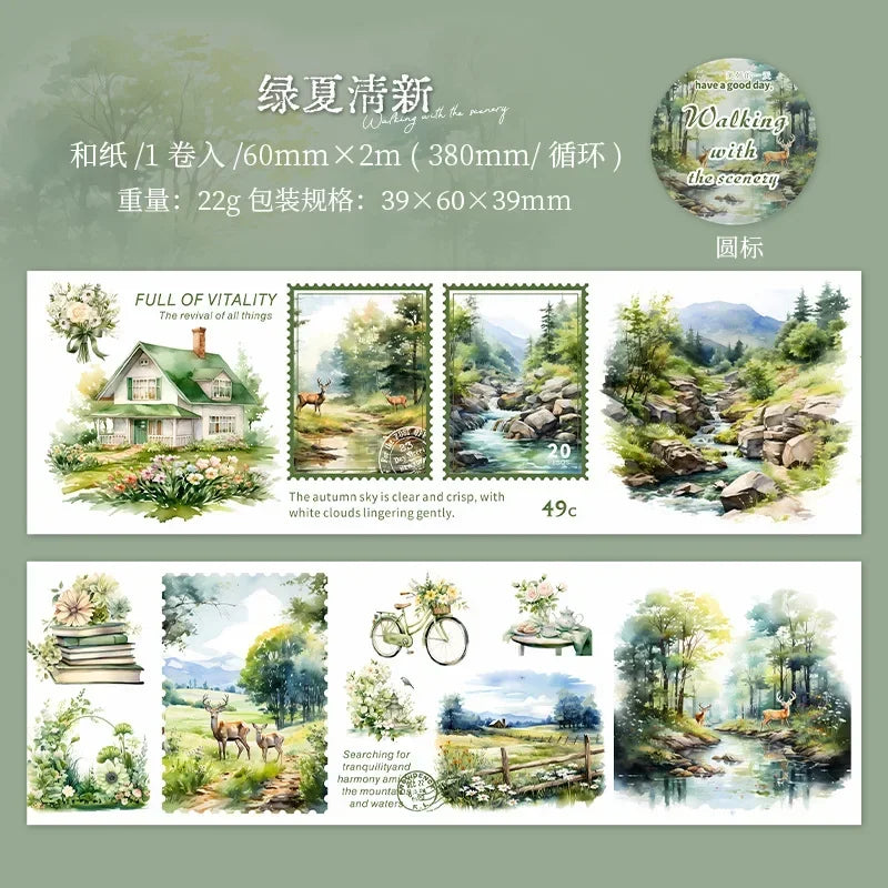 60mm*2m Vintage Washi Tape 38cm Decoration DIY  Daily Garbage Collage Loop Stationery Craft Tape Scrapbook