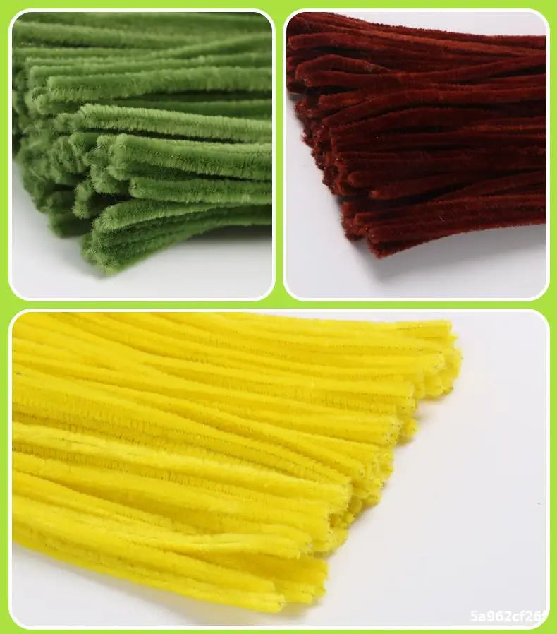 100pcs 30cm Chenille Stems Stick Cleaners Kids Educational Toys Handmade Colorful Chenille Stems Pipe for DIY Craft Supplies
