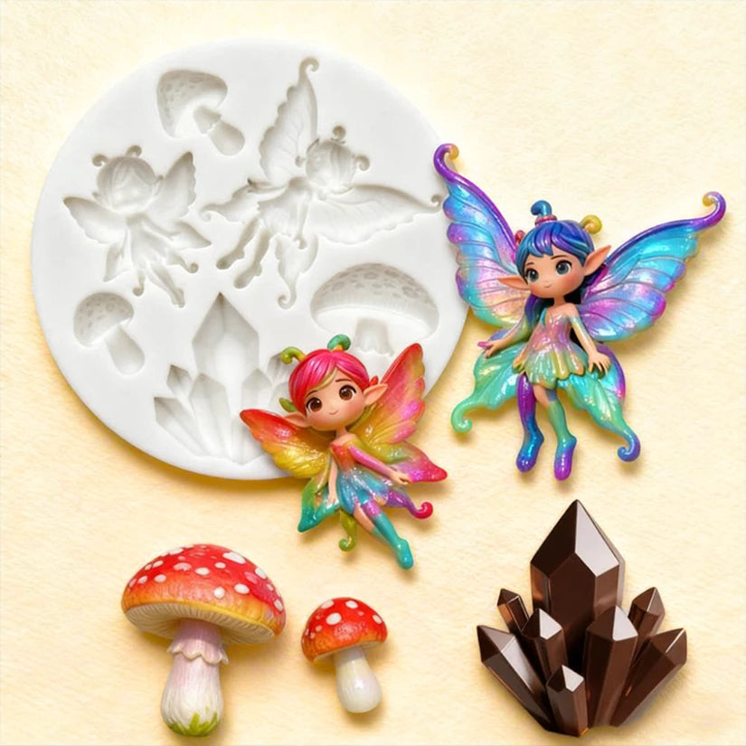 Mushroom Fairy Forest Castle Silicone Sugarcraft Mold Cupcake Baking Mould Fondant Cake Decorating Tools