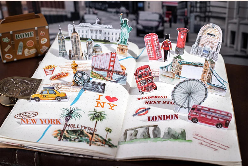 60mm*2m PET Tapes World Travel DIY Scrapbooking Decor Photo Album Collage Junk Journal Materials Aesthetics Stickers