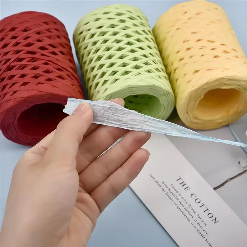 100M Natural Raffia Straw Yarn for Knitting Crocheting Paper Threads Friendly Paper Yarn DIY Handmade Summer Sunhat Beach Bag