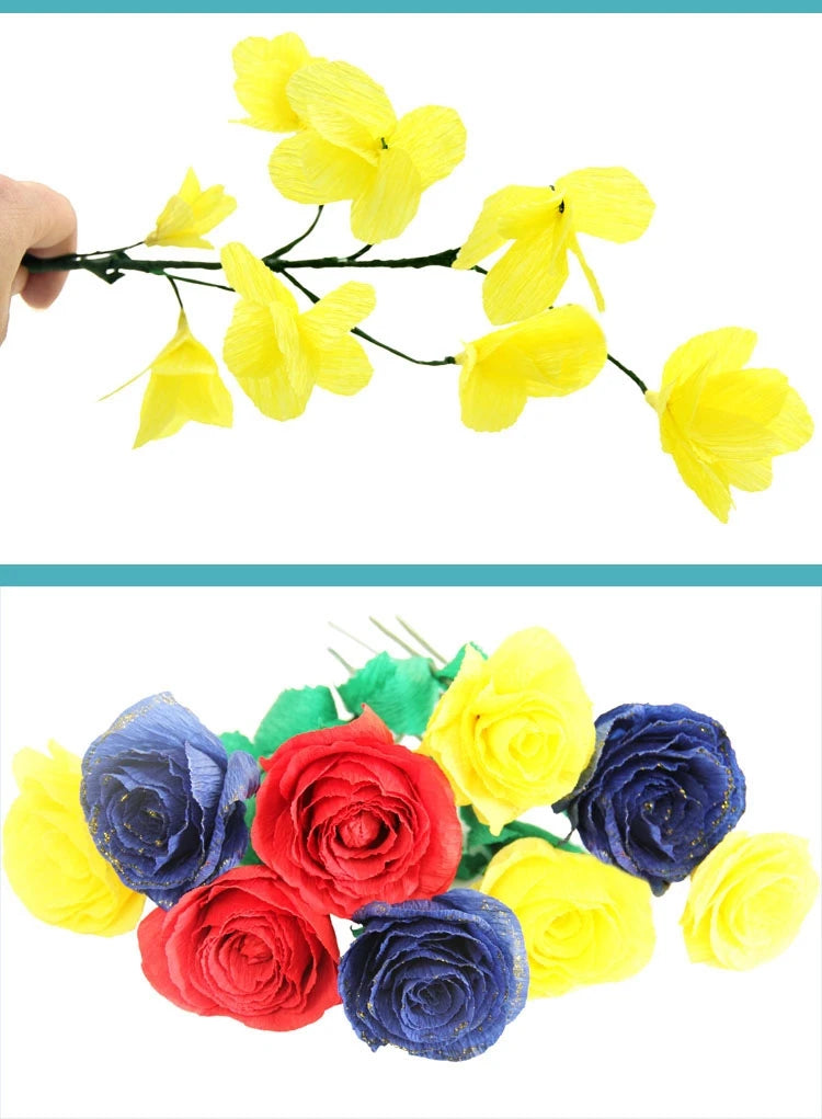 Color Handmade Crepe Paper Diy Paper Flower Material Gift Paper Roll Edge Paper Kindergarten Handmade Flower Origami
