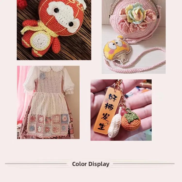 6-Strand Cotton Linen Lace Yarn Handmade Crochet Thread Medium Fine Hooking DIY Material Kit Children's Sweater Crochet Needl...