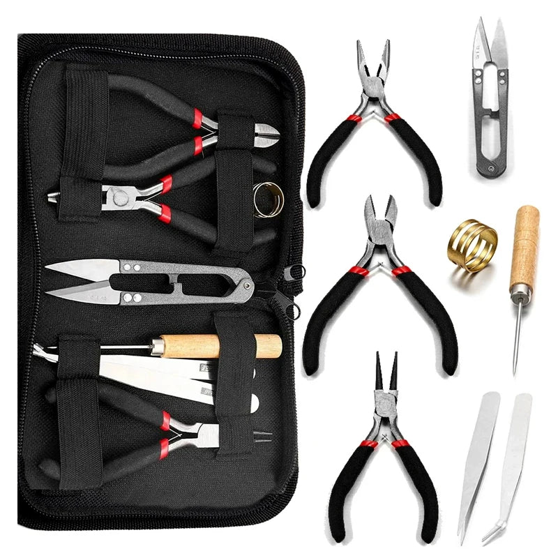 1 Pack Jewelry Making Supplies Kits with Jewelry Pliers Jump Ring Opener Awl Thread Scissors Helping Hands for Jewelry Repair
