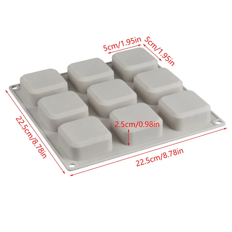 9 Cavity Soap Molds Silicone Mold For Making Handmade Soap Lotion Bar Square Rectangle Reusable Silicone Soap Making Molds