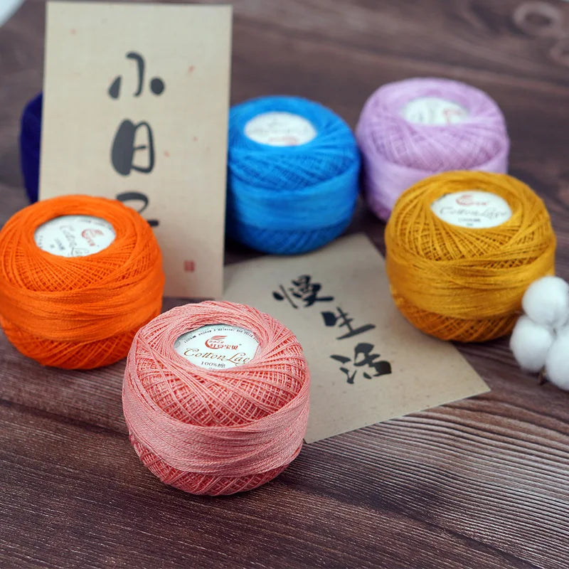 Pure Cotton Lace Thread Shiny Lin Yarn Handmade DIY Crochet Thread Combed Spun Yarn Knitting Crochet Handweaving Yarn