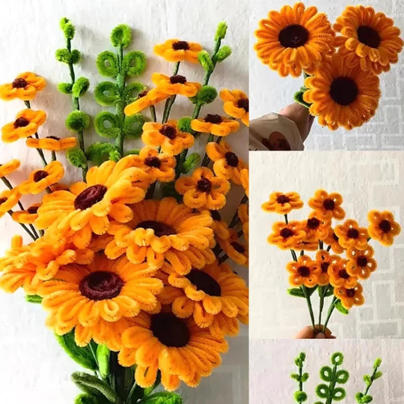 100pcs Chenille Stems Toys DIY Strips Twist Bar Anvil Wire Craft Pipe Creative Hobby Children Plush Stick Chenille Sticks