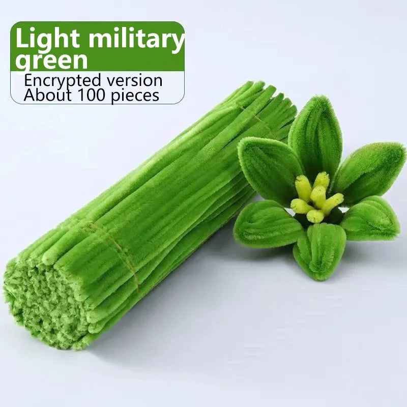 100pcs Chenille Stems Toys DIY Strips Twist Bar Anvil Wire Craft Pipe Creative Hobby Children Plush Stick Chenille Sticks