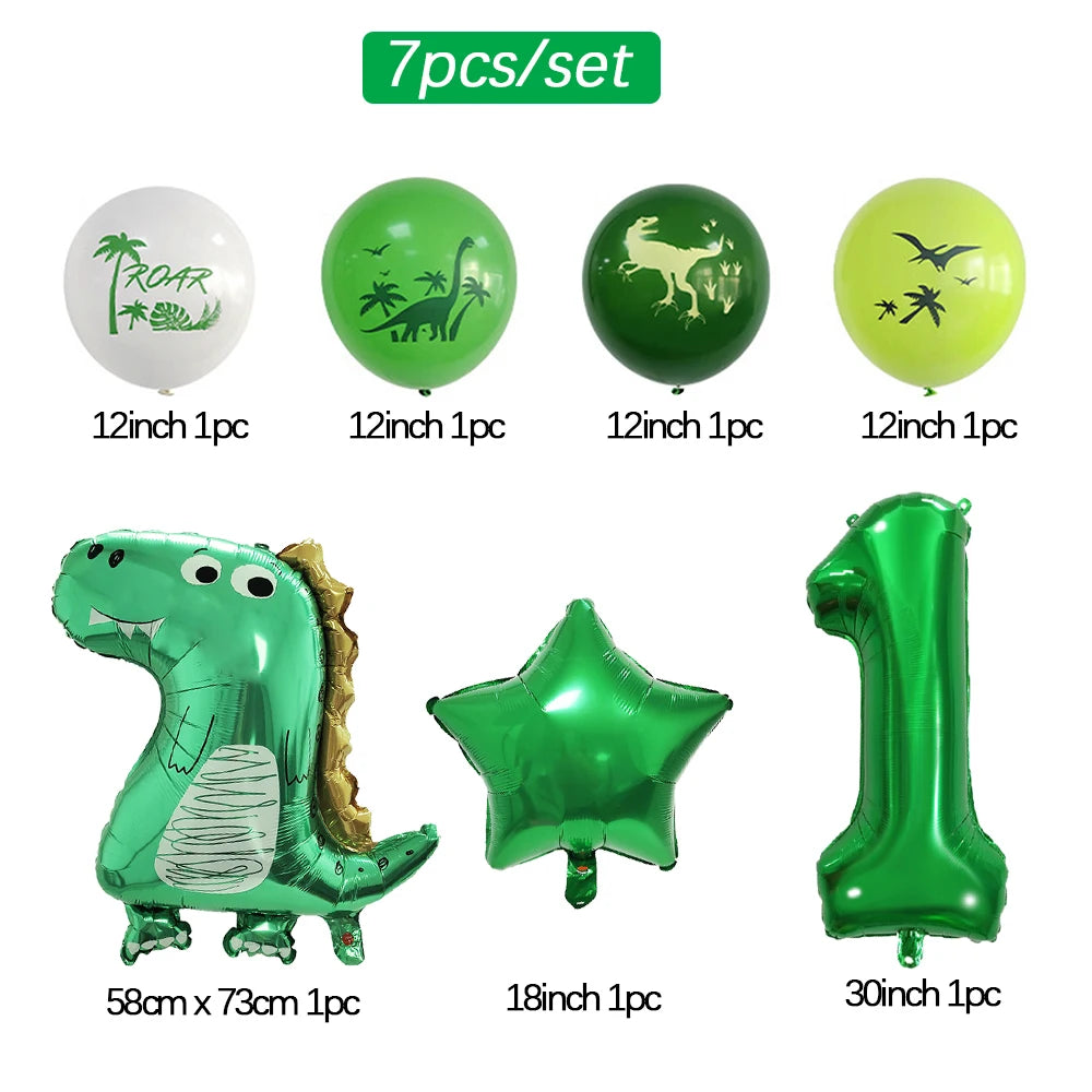 Dinosaur Party Number Balloons First Birthday Party Decoration Animal Jungle Safari Birthday Party Decora Boy Kids Baby Shower